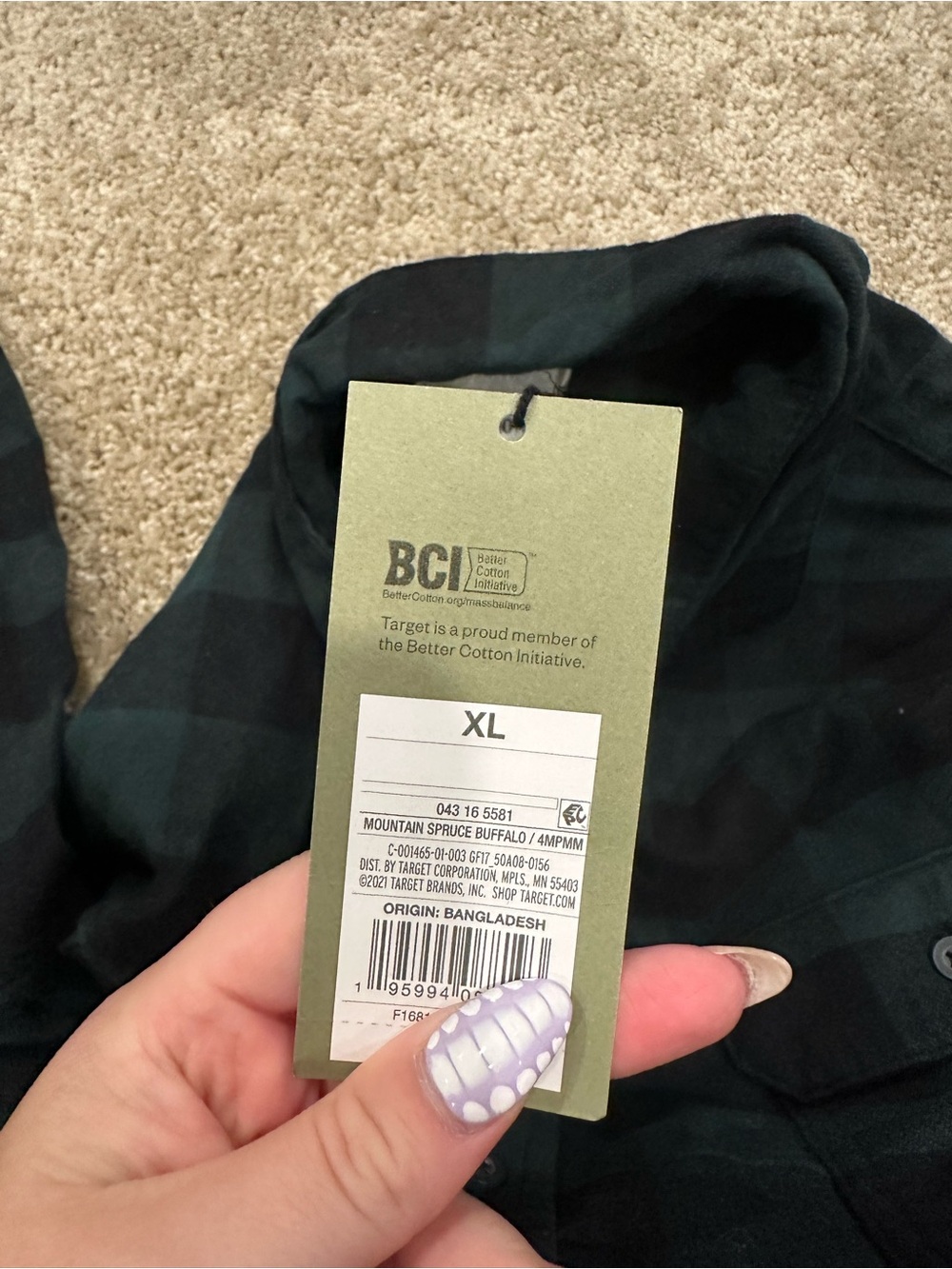 Goodfellow & Co Green and Black Plaid Button-Down Shirt - Picture 4 of 5